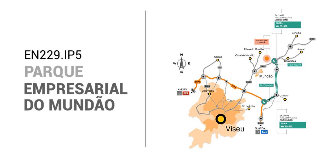 Infografia da Ligação ao Parque Industrial do Mundão – EN229 Ex-IP5 / Parque Industrial do Mundão